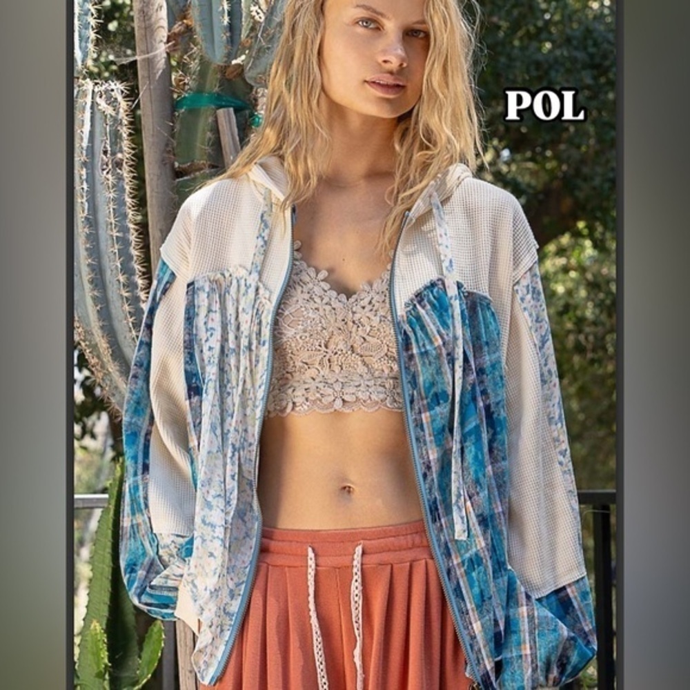 POL Thermal woven mix hooded jacket size large NWOT